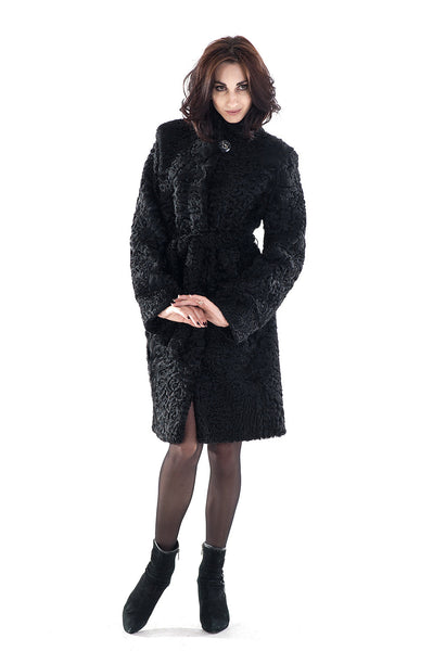 Black karakul fur coat Rosalia