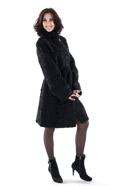 Black karakul fur coat Rosalia