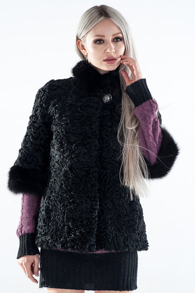 Black karakul fur coat Clarice