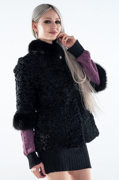 Black karakul fur coat Clarice