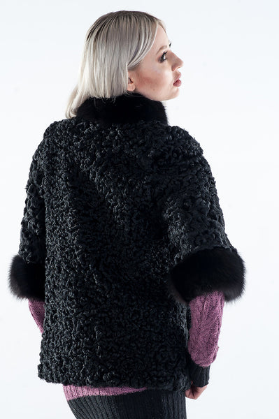 Black karakul fur coat Clarice