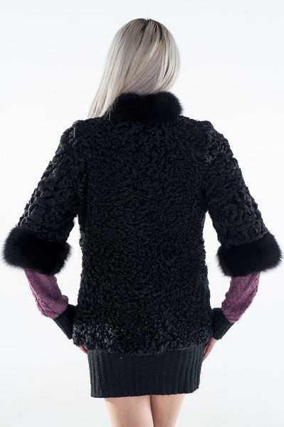 Black karakul fur coat Clarice