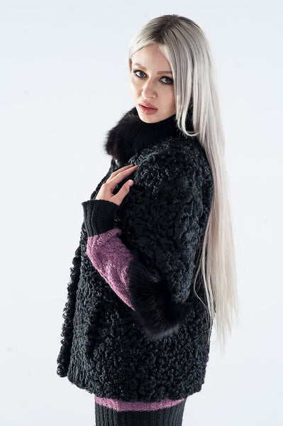 Black karakul fur coat Clarice