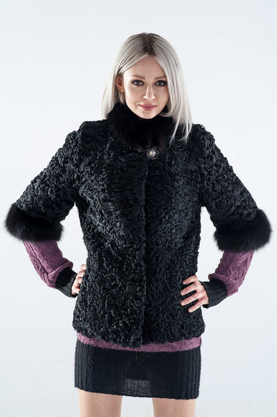 Black karakul fur coat Clarice