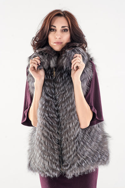 Grey silver fox vest  Marina