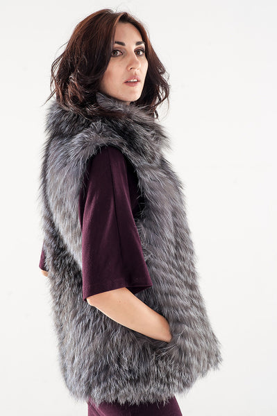 Grey silver fox vest  Marina