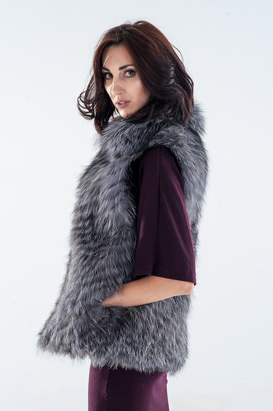 Grey silver fox vest  Marina