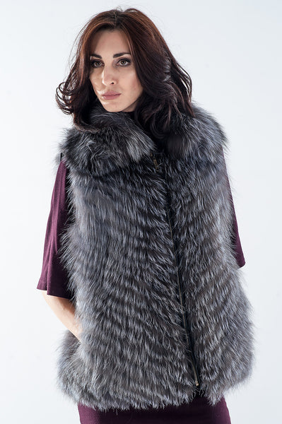 Grey silver fox vest  Marina