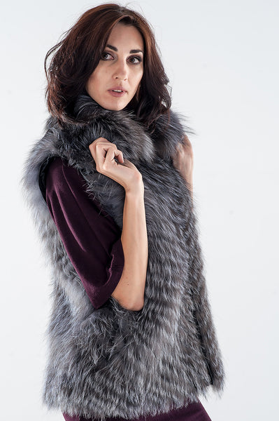 Grey silver fox vest  Marina