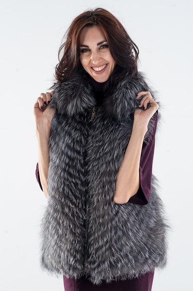 Grey silver fox vest  Marina