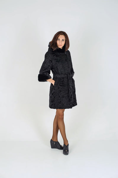 Black karakul fur coat Cleo