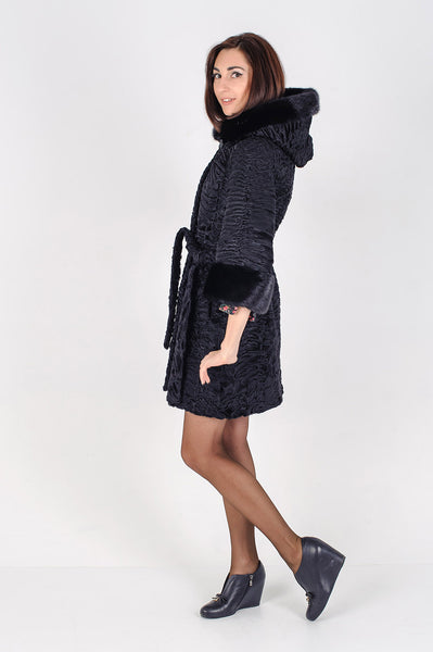 Black karakul fur coat Cleo