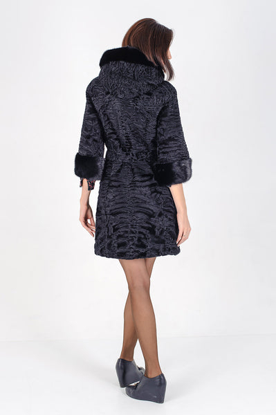 Black karakul fur coat Cleo