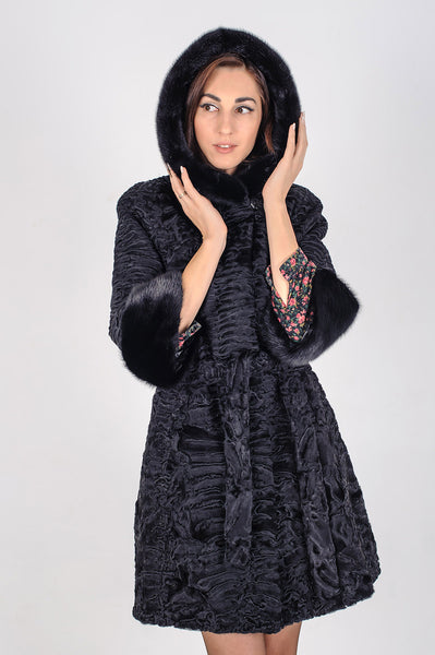 Black karakul fur coat Cleo