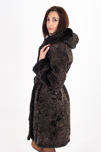 Brown karakul fur coat Jeanne