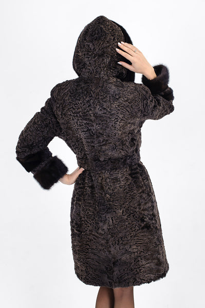 Brown karakul fur coat Jeanne