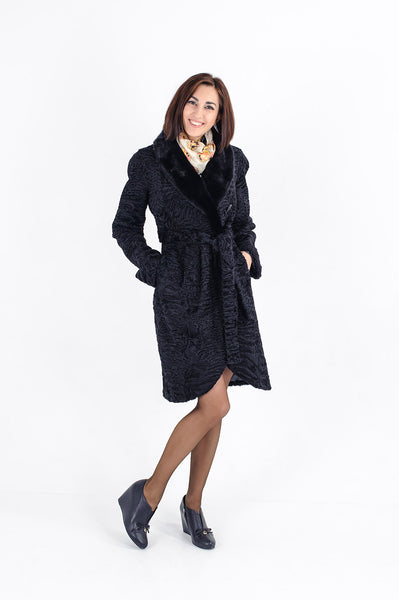 Black karakul fur coat Layla