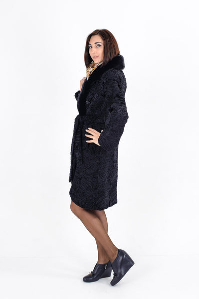 Black karakul fur coat Layla