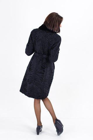 Black karakul fur coat Layla