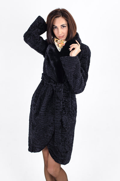 Black karakul fur coat Layla