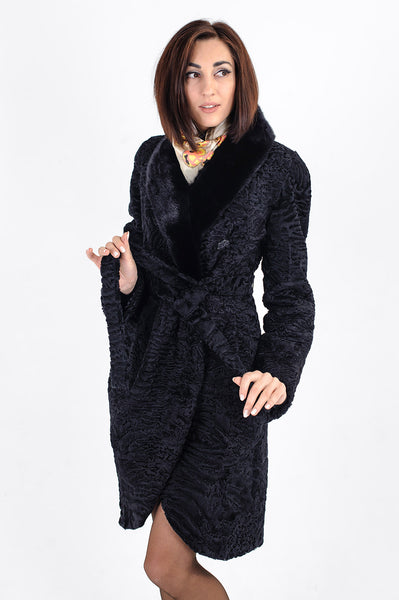 Black karakul fur coat Layla