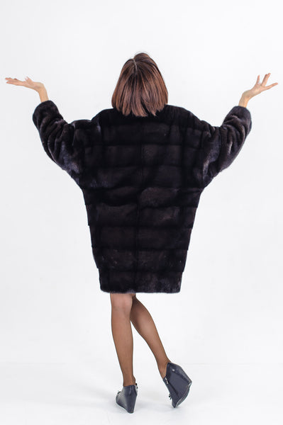 Brown mink fur coat Kimono