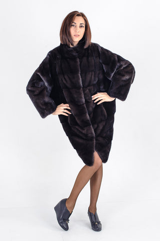 Brown mink fur coat Kimono