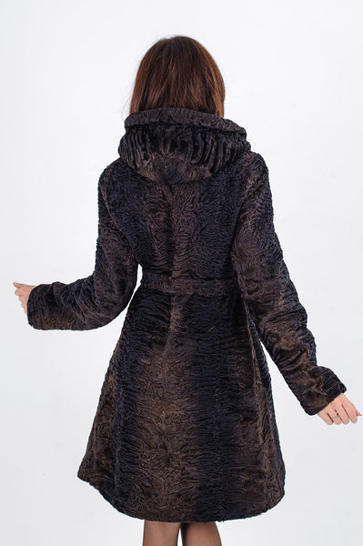 Brown karakul fur coat Sevil