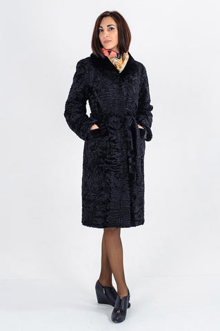 Black karakul fur coat Ainura