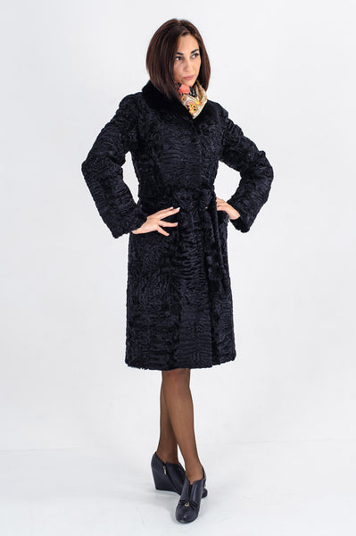 Black karakul fur coat Ainura