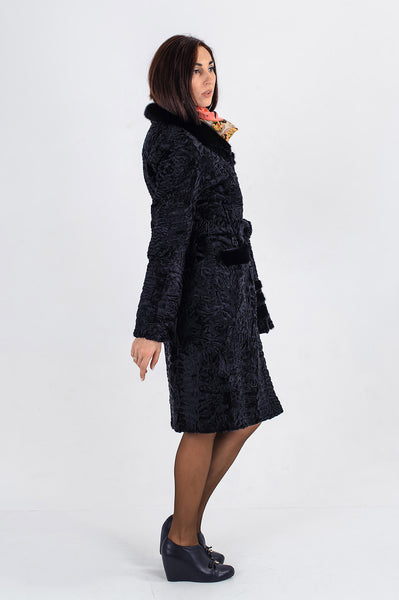 Black karakul fur coat Ainura