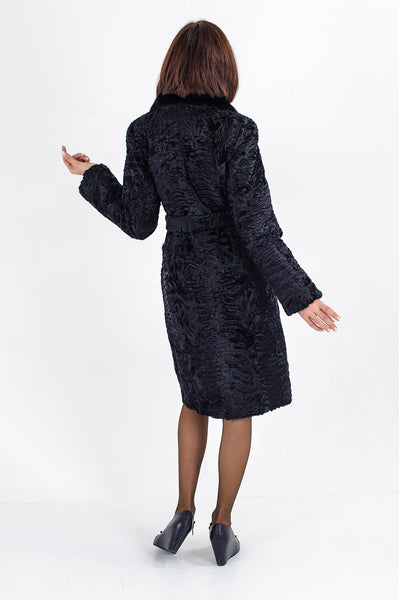 Black karakul fur coat Ainura