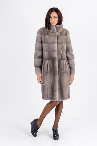 Grey mink fur coat Britney