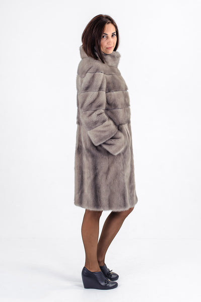 Grey mink fur coat Britney