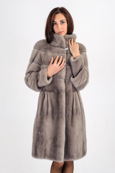 Grey mink fur coat Britney