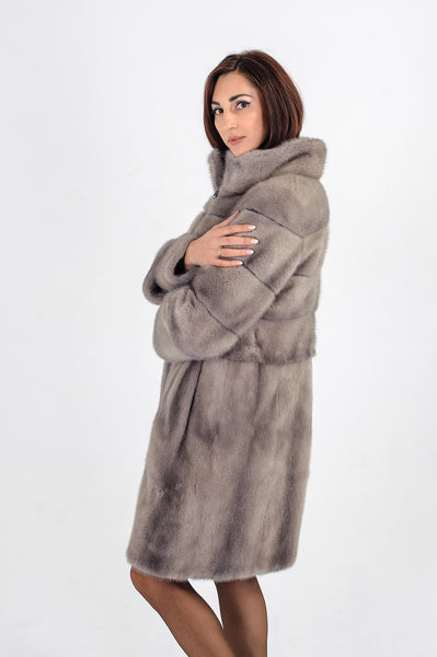 Grey mink fur coat Britney