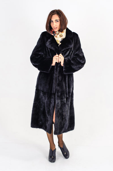 Black mink fur coat Vivian