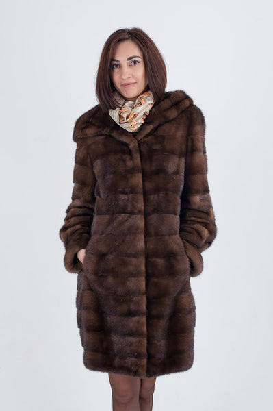 Brown mink fur coat Milan