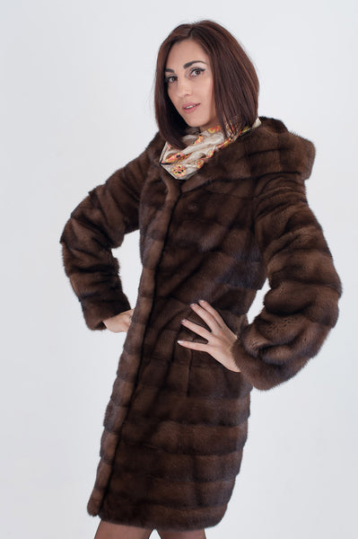 Brown mink fur coat Milan