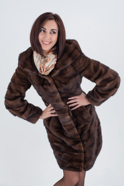 Brown mink fur coat Milan