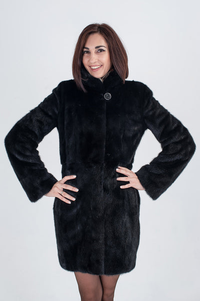 Black mink fur coat Aelita