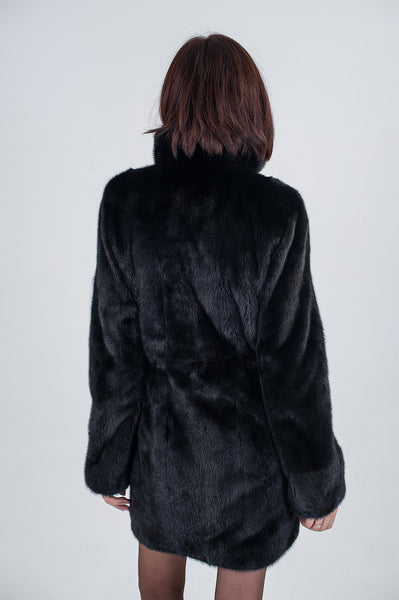 Black mink fur coat Aelita