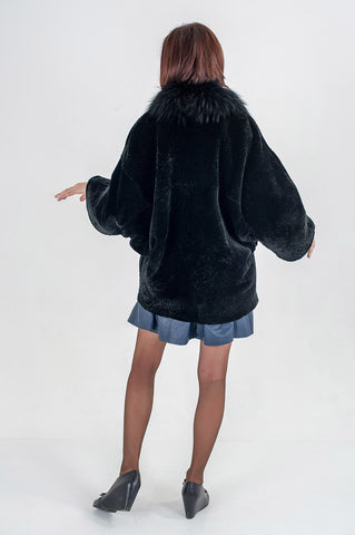 Black mouton fur coat Gerda