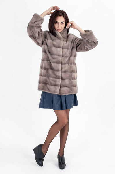 Grey mink fur coat Juno