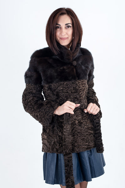 Brown karakul fur coat Lara