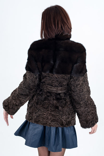 Brown karakul fur coat Lara