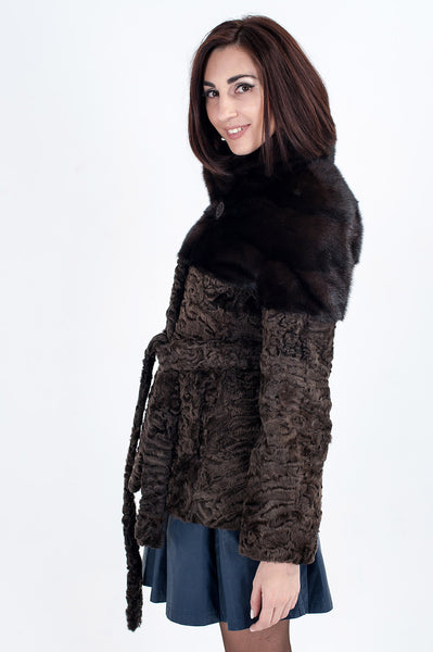 Brown karakul fur coat Lara