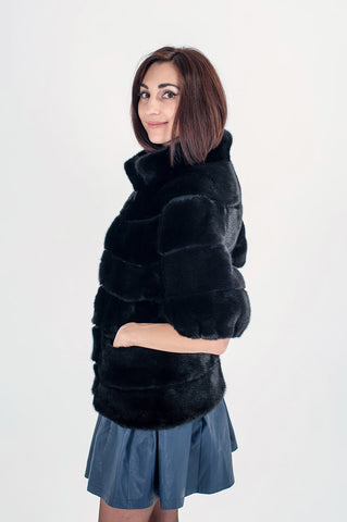 Black mink fur coat Daysi