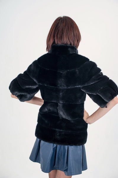 Black mink fur coat Daysi