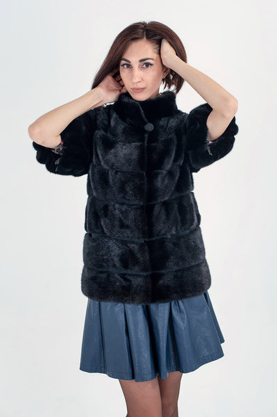 Black mink fur coat Daysi